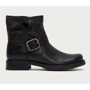 FRYE Veronica Black Leather Combat & Moto Boots 6 6.5